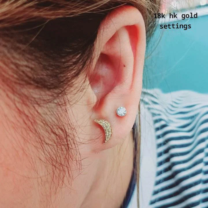 Half Moon Diamond Earrings - Image 4