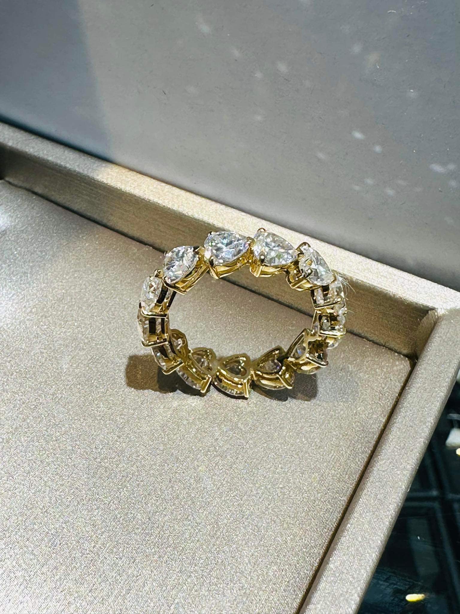 Heart Moissanite Full Eternity Wedding Ring /Women's Stacking Ring - Image 2