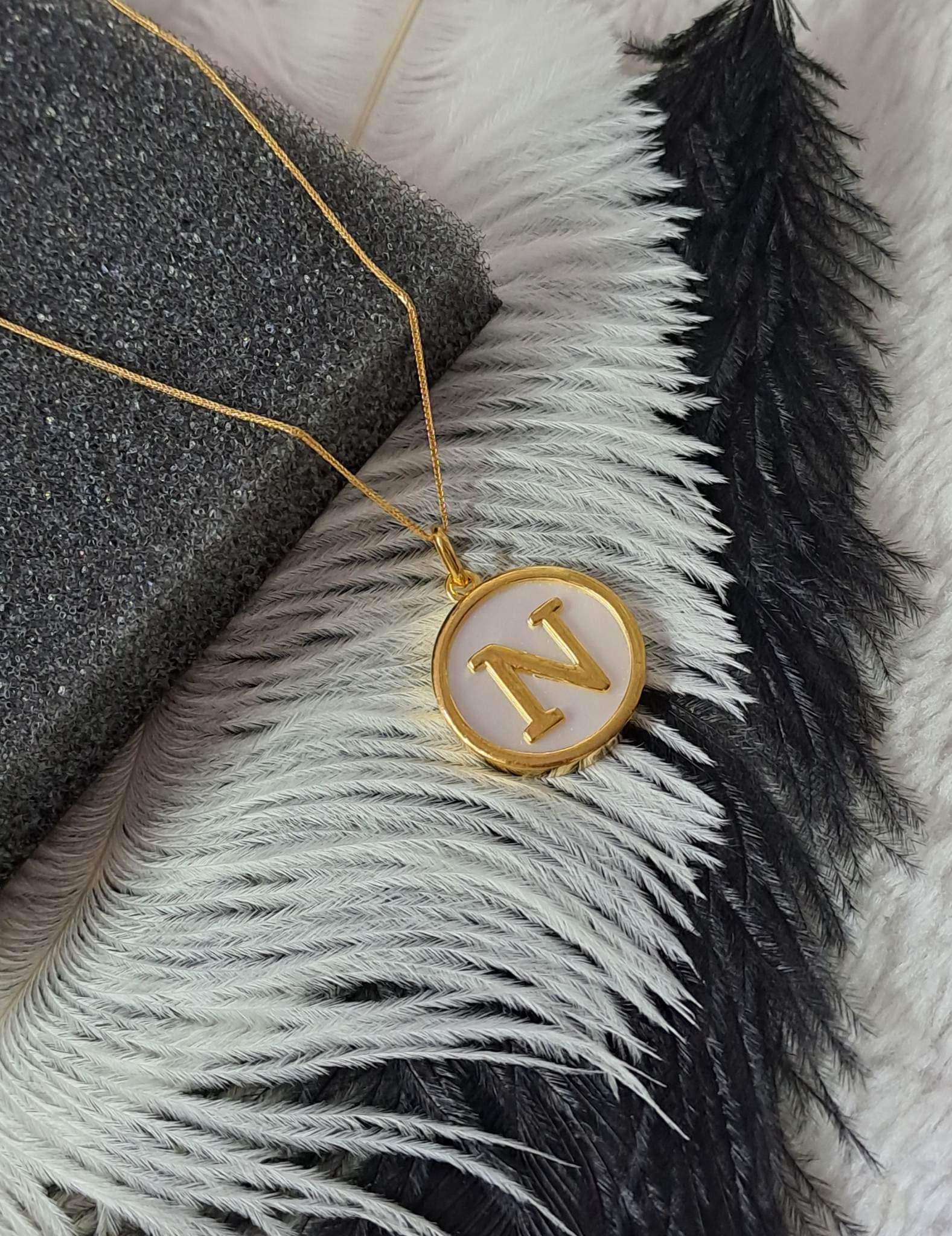 Letter Mother of Pearl Pendant Necklace For Women - Image 17