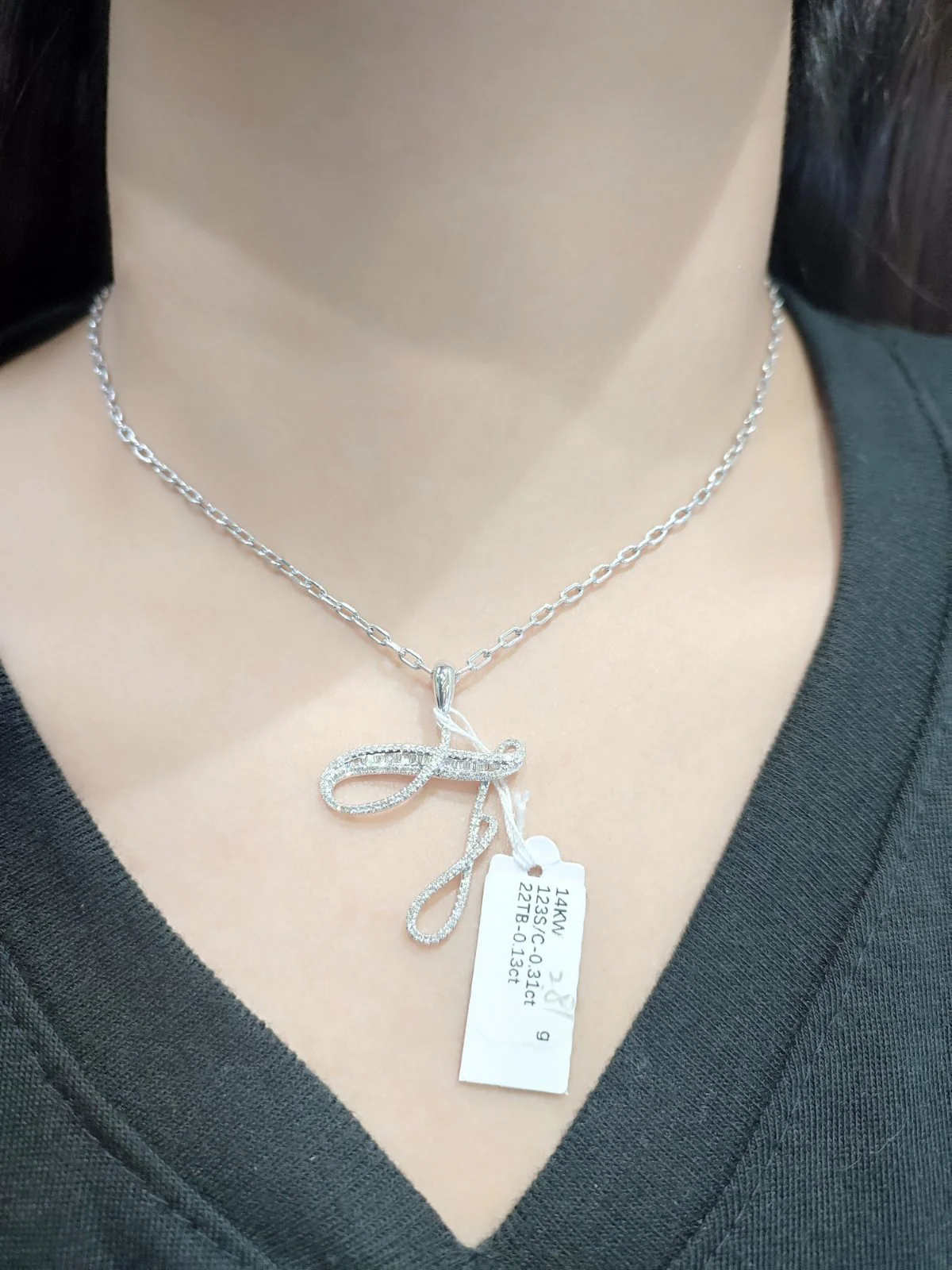 Letter F Diamond Pendant 14K - Image 2