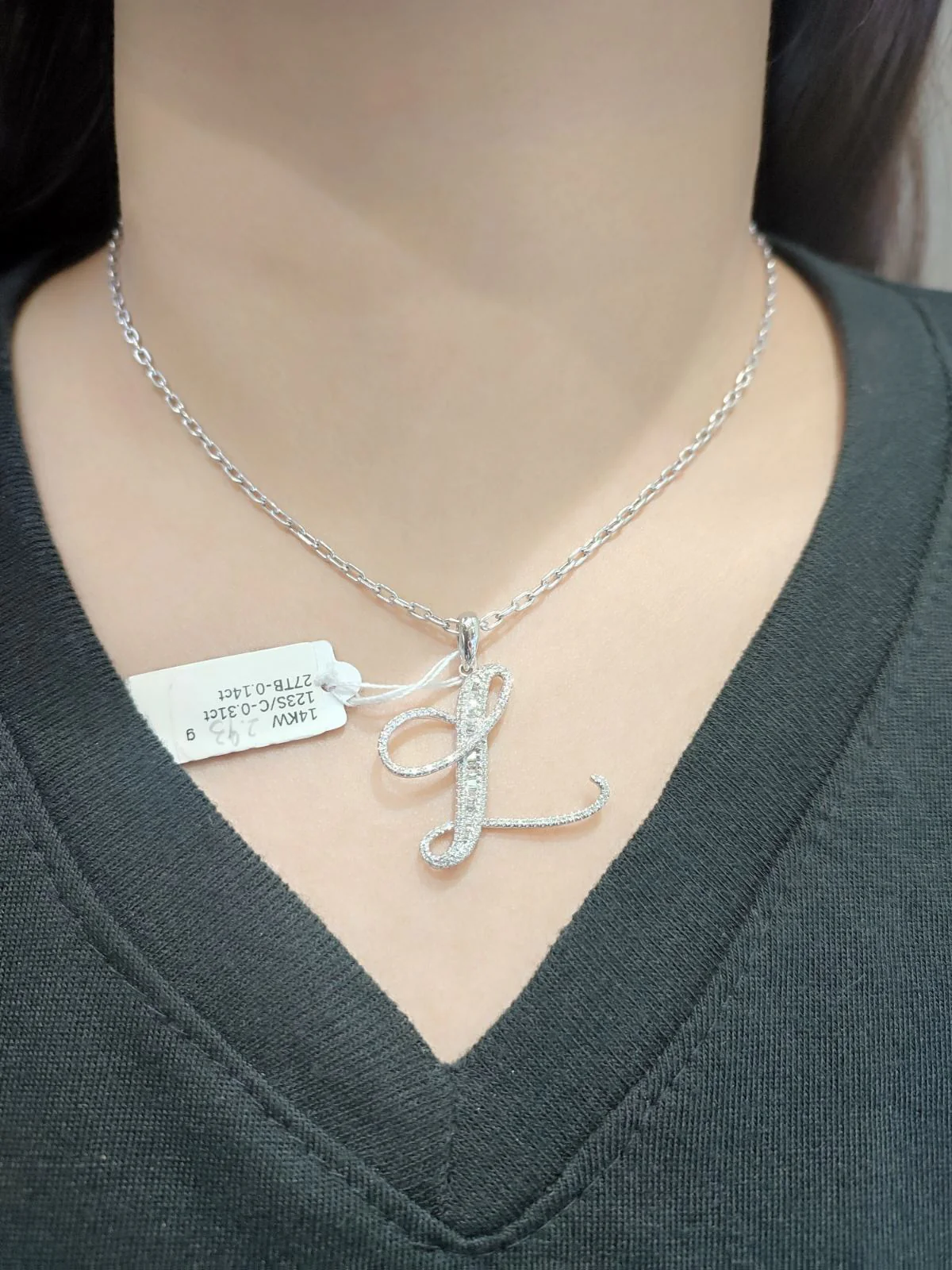 Letter L Diamond Pendant 14K - Image 2
