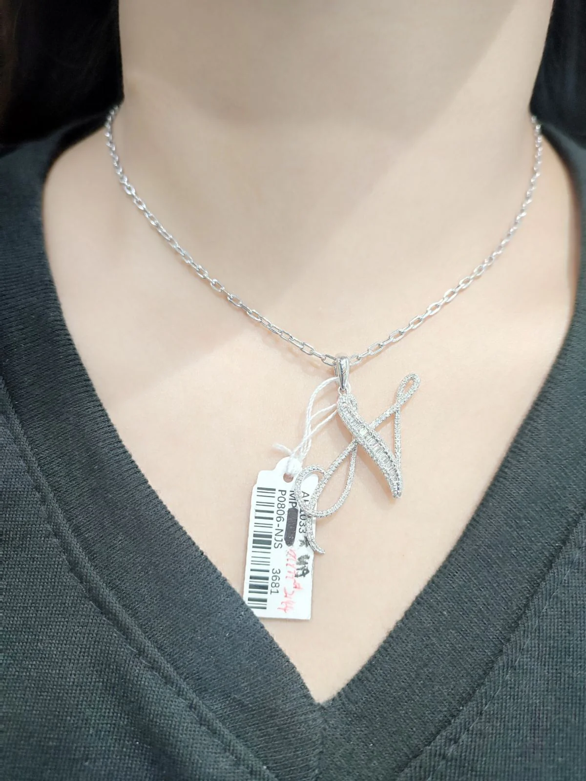 Letter N Diamond Pendant 14K - Image 2