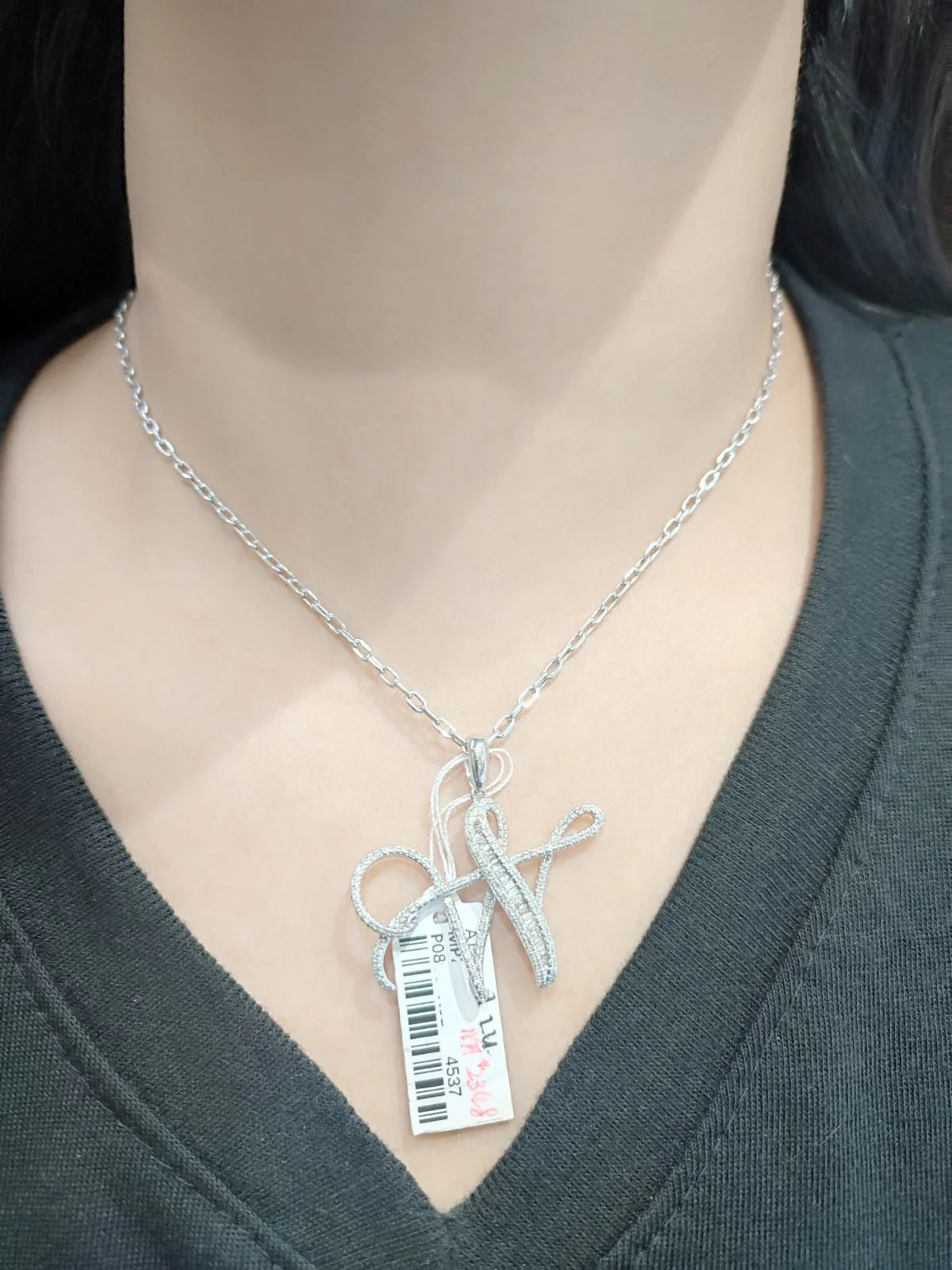 Letter W Diamond Pendant 14K - Image 2