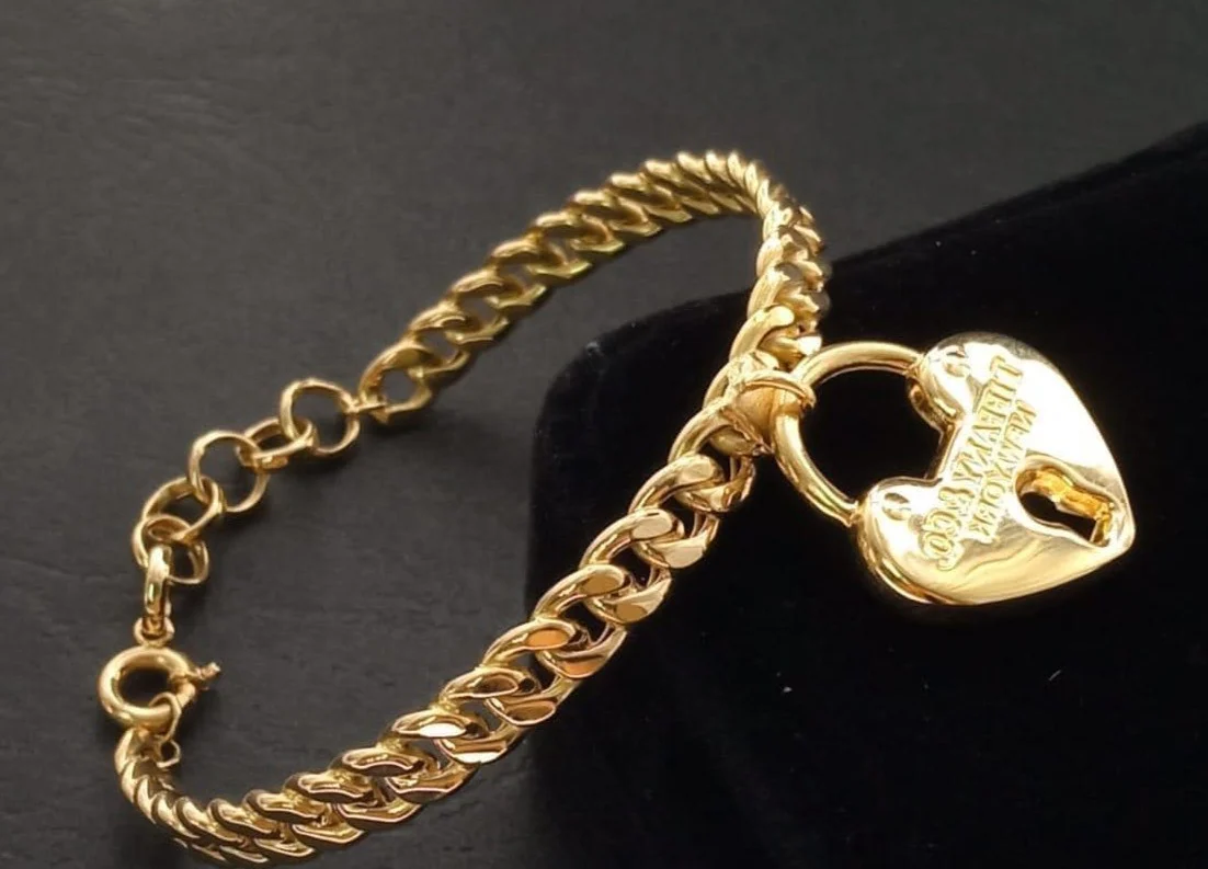 Lock Heart Braided Bangle 18K Gold - Image 3