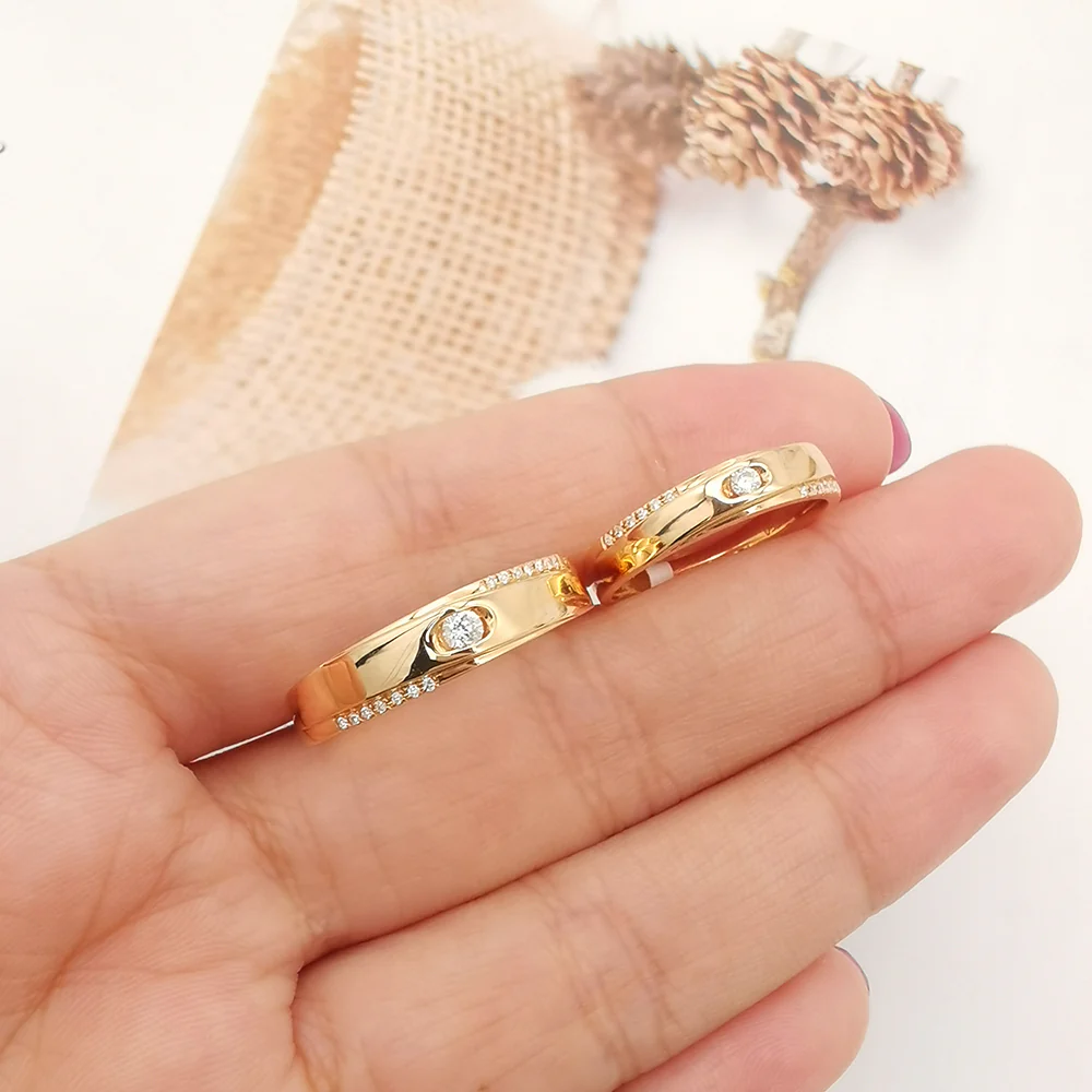 Lover Diamond Rose Gold Wedding Rings 18K - Image 2