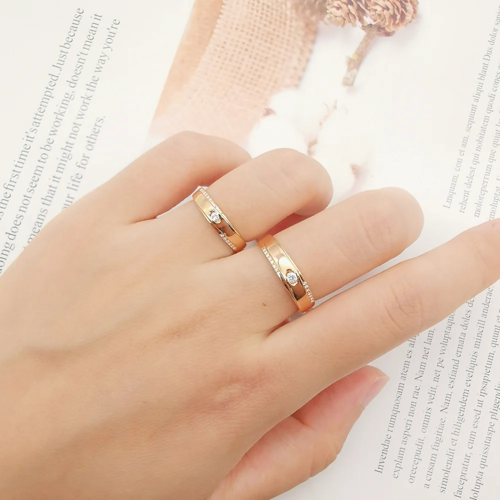 Lover Diamond Rose Gold Wedding Rings 18K - Image 4