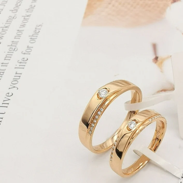 Lover Diamond Rose Gold Wedding Rings 18K - Image 6