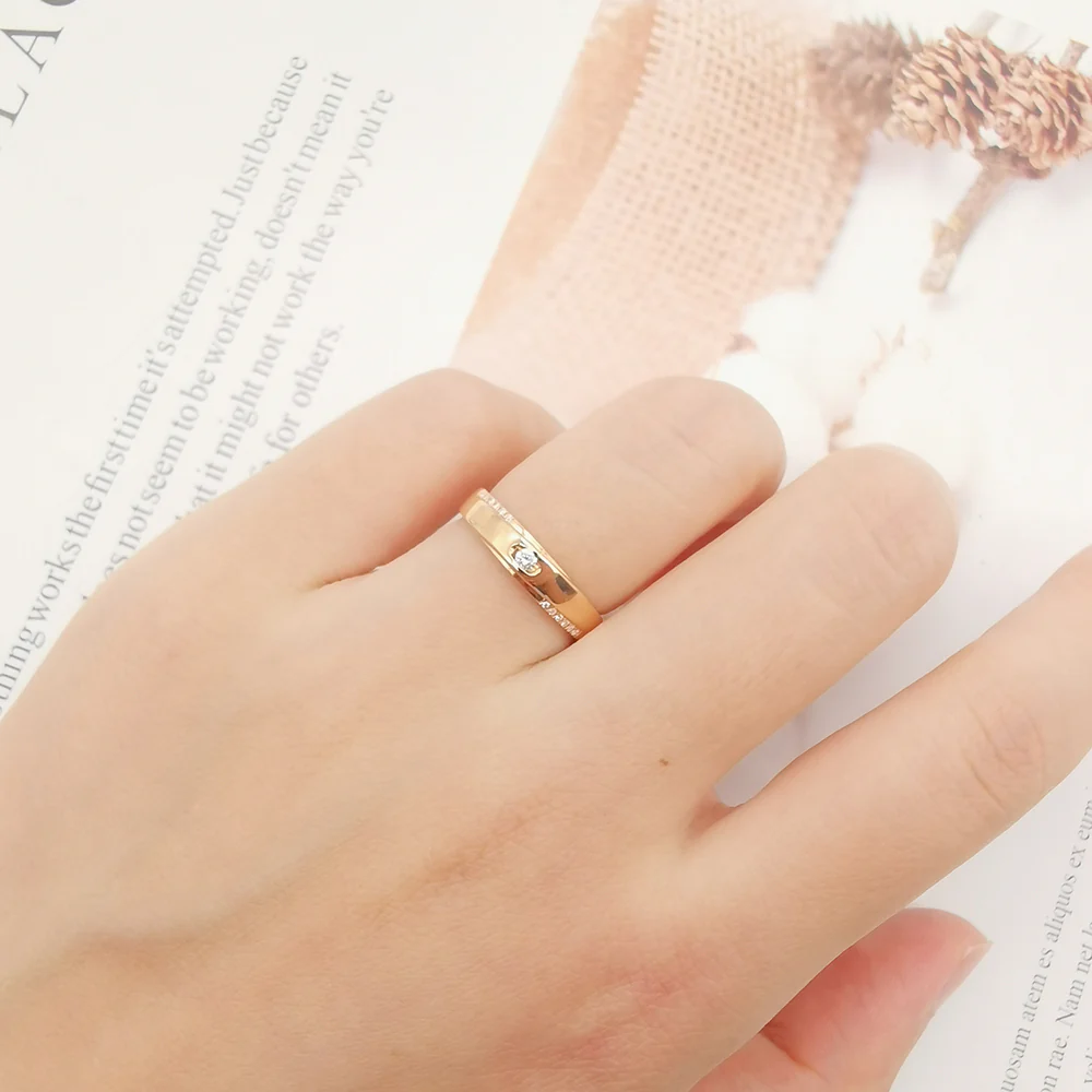 Lover Diamond Rose Gold Wedding Rings 18K - Image 8