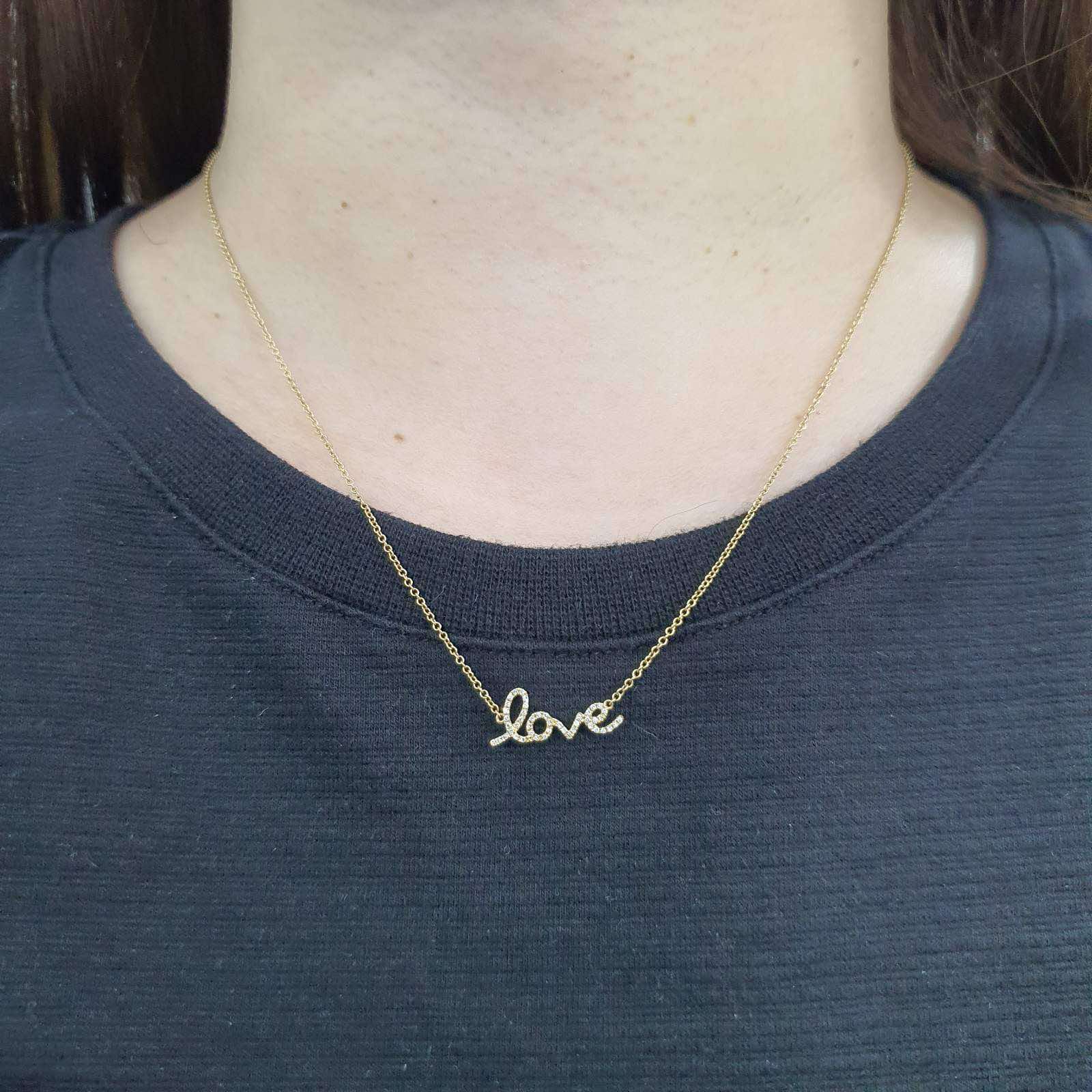 Mini Love Diamond Necklace 14K Gold - Image 3