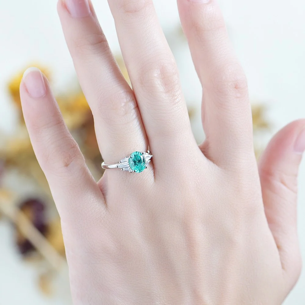 Mint Sapphire Paraiba Tourmaline Engagement/Women's Ring 925 Silver - Image 4