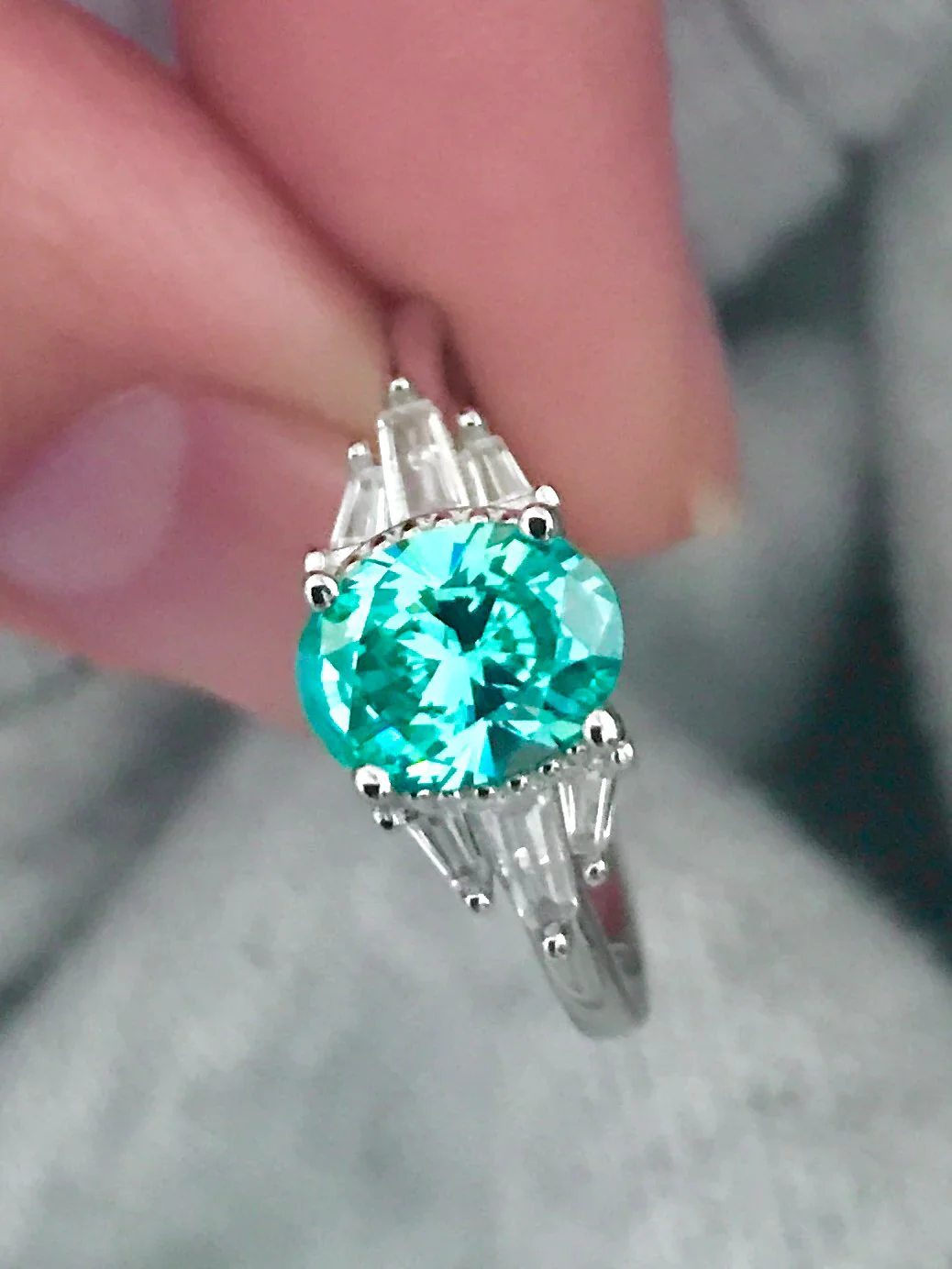 Mint Sapphire Paraiba Tourmaline Engagement/Women's Ring 925 Silver - Image 7