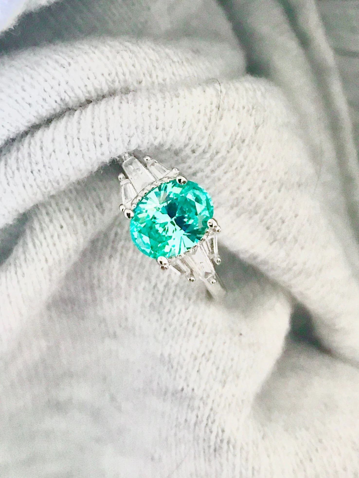 Mint Sapphire Paraiba Tourmaline Engagement/Women's Ring 925 Silver - Image 8