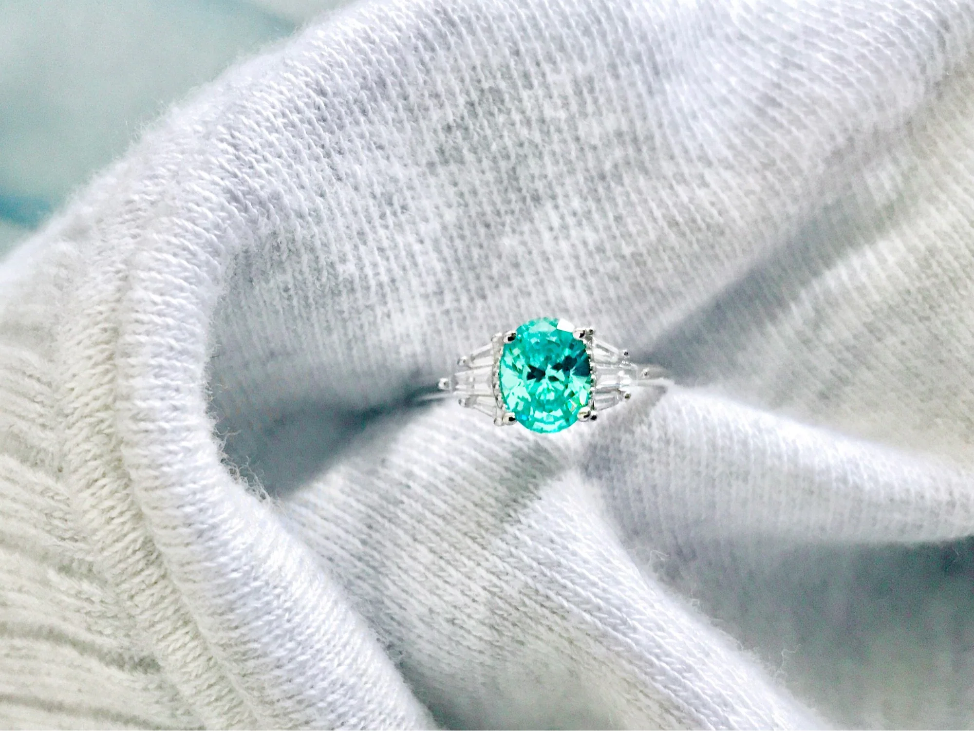 Mint Sapphire Paraiba Tourmaline Engagement/Women's Ring 925 Silver - Image 9