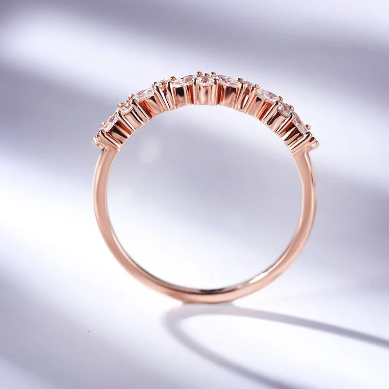Moissanite Half Eternity Round and Marquise Cut 14K Wedding/Stacking Ring in Yellow Gold, White Gold, RoseGold Pre-Order 3-4 weeks - Image 11