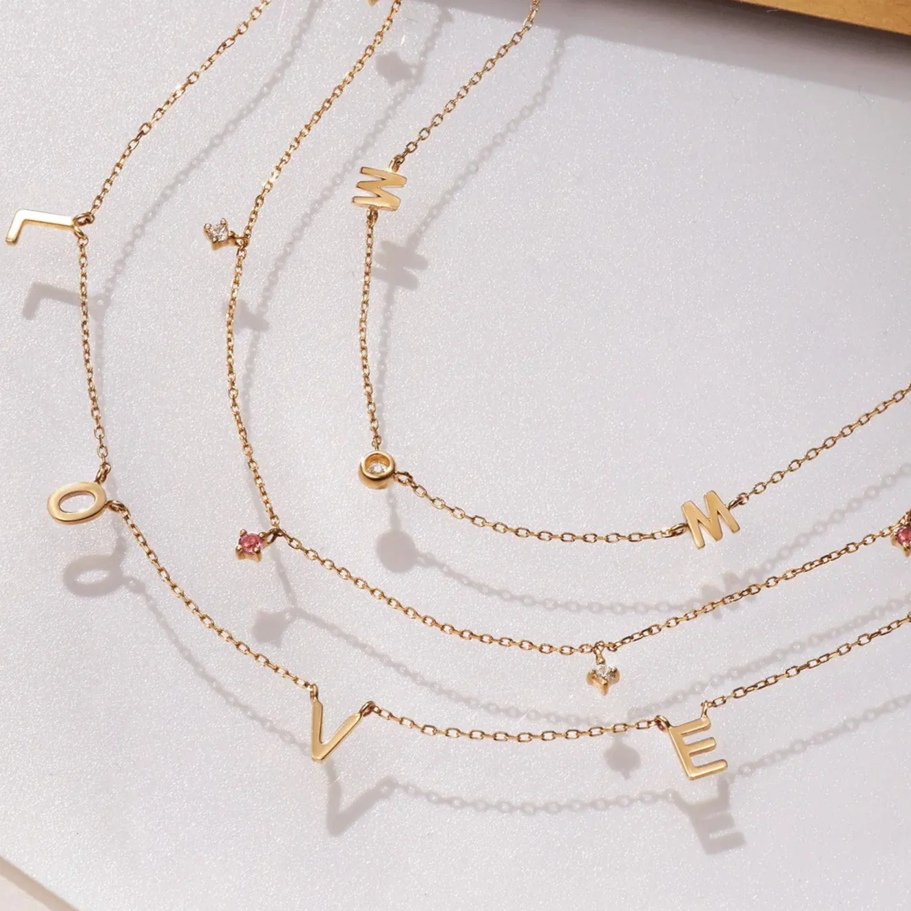 Multi-Gemstone Station Necklace 14K Gold - Image 3