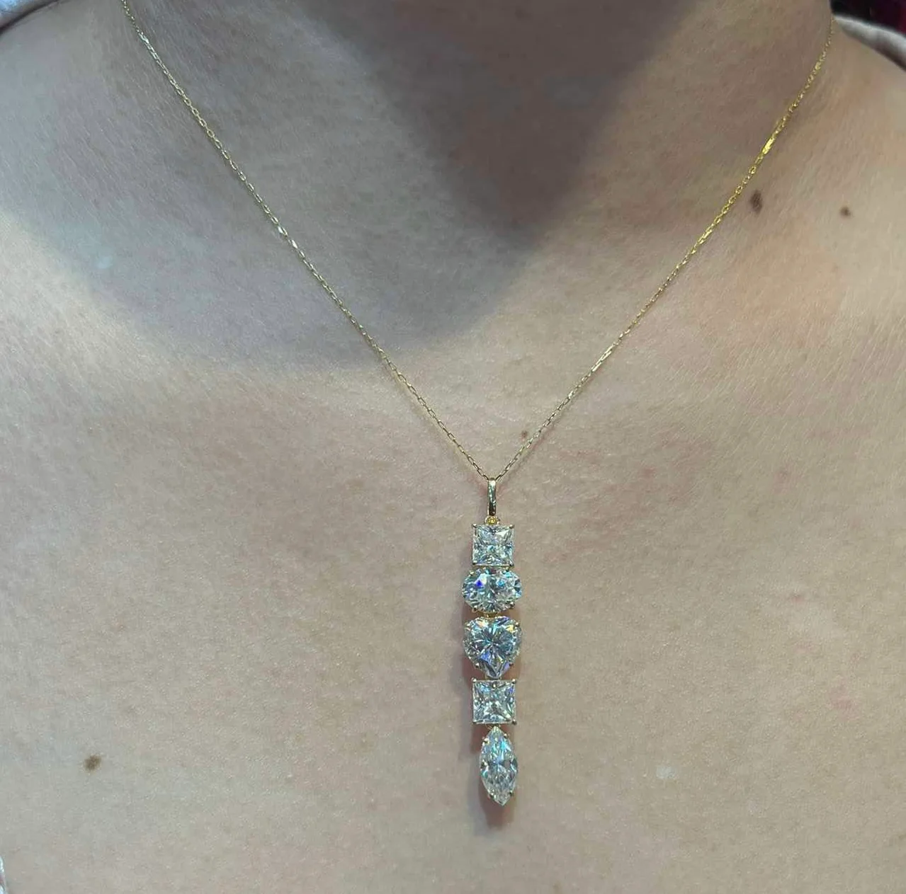 Multi-Shape Moissanite Necklace 18K - Image 2