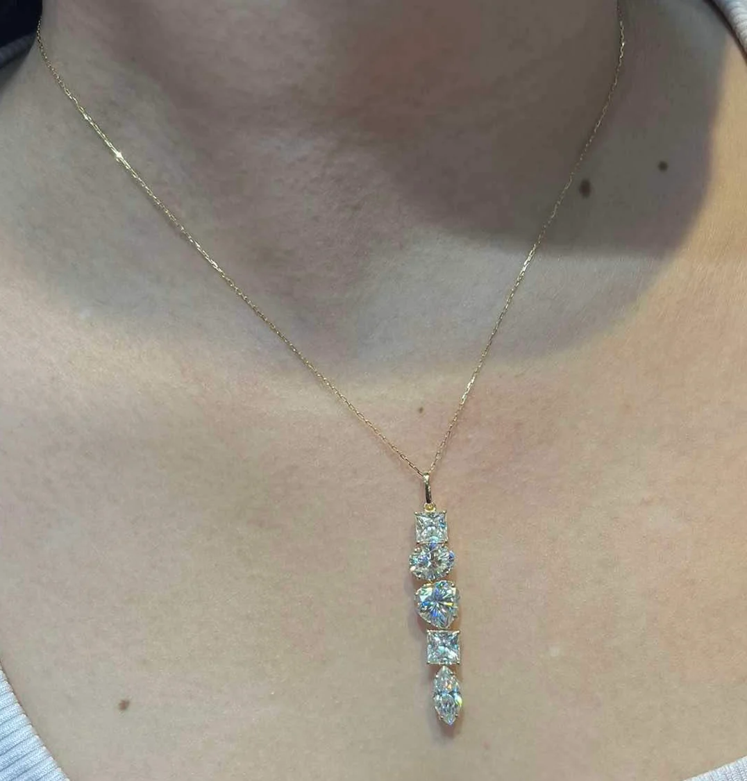 Multi-Shape Moissanite Necklace 18K - Image 3