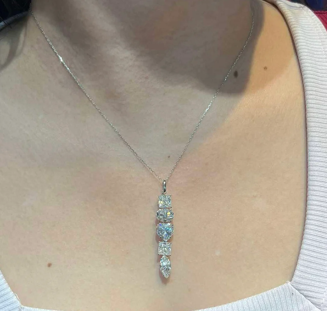 Multi-Shape Moissanite Necklace 18K - Image 6
