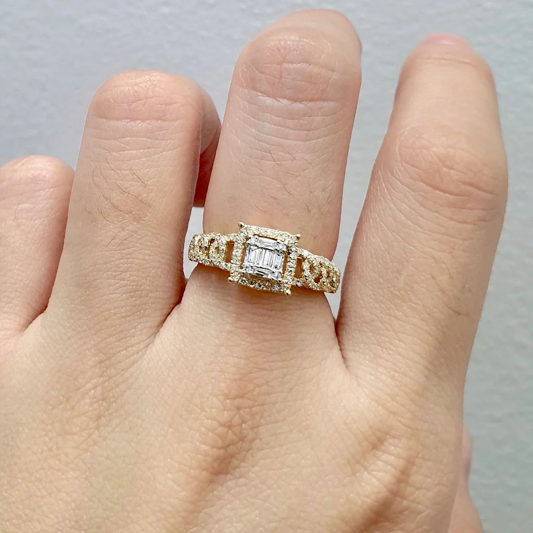 Princess Illusion Halo Diamond Engagement Ring - Image 2