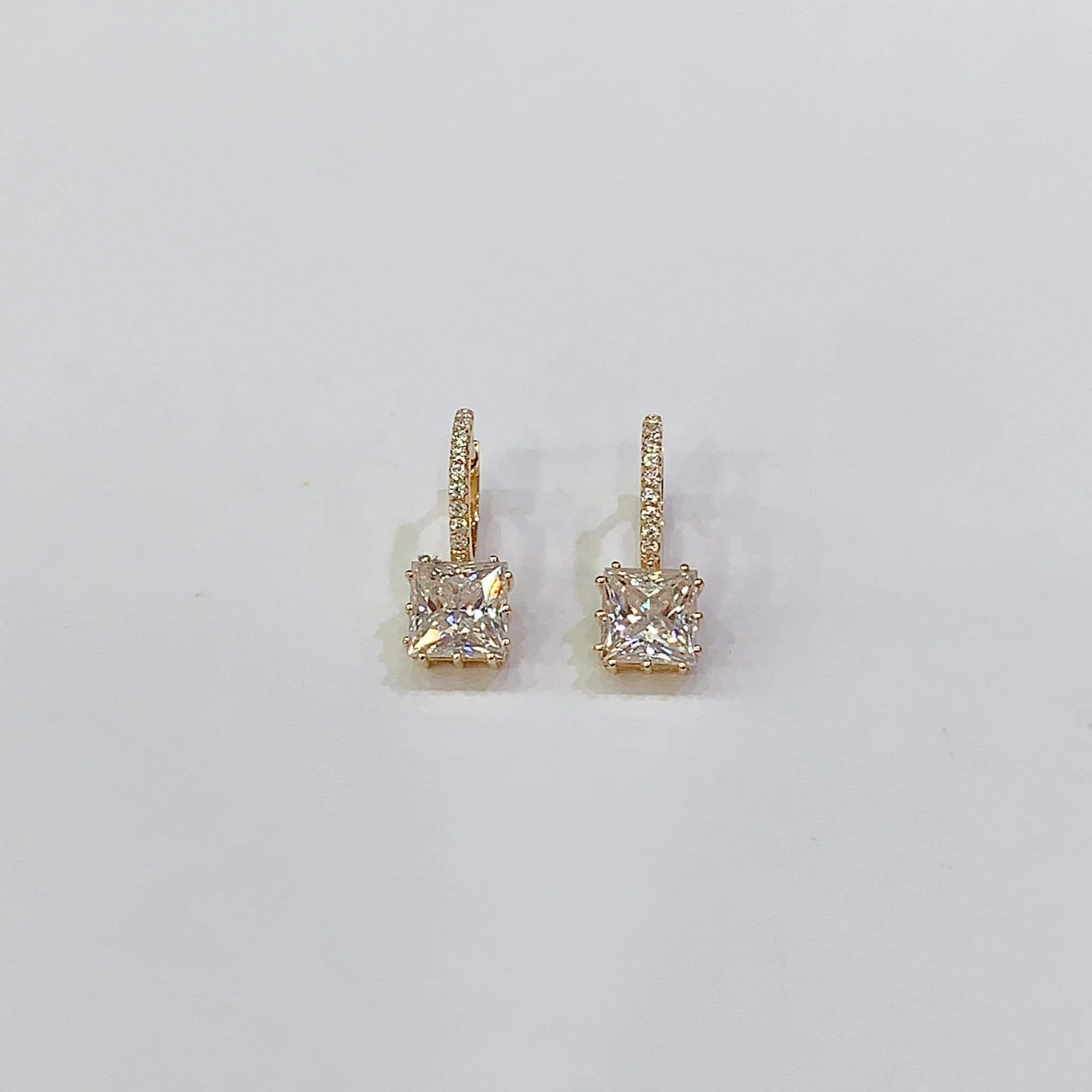 Princess Moissanite Hoop Earrings 18K - Image 2