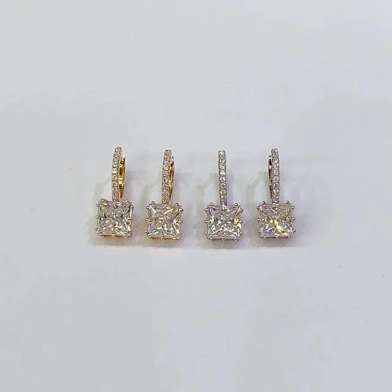Princess Moissanite Hoop Earrings 18K - Image 4