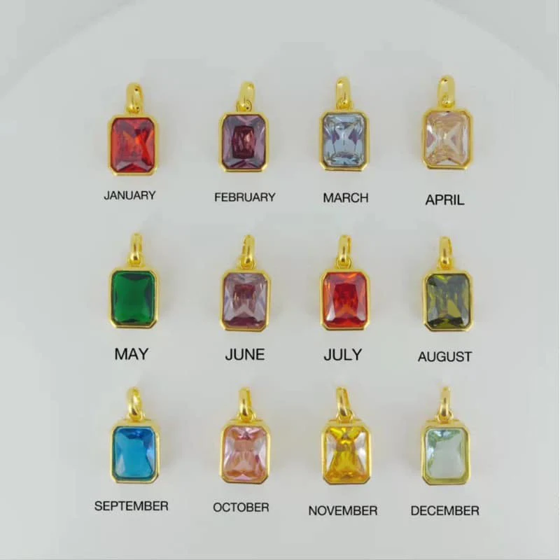 Radiant Birthstone Necklace 18K Gold - Image 2
