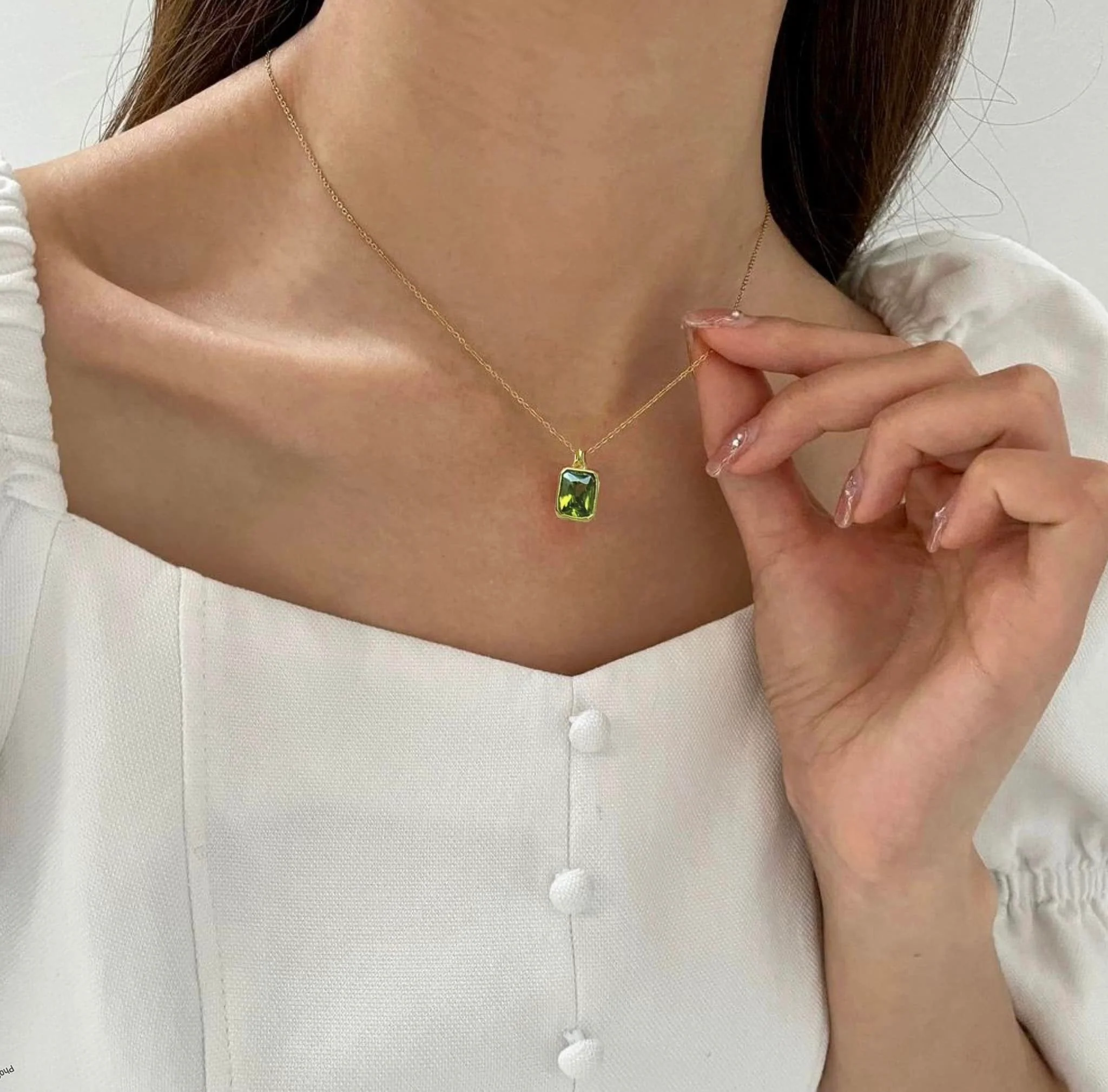 Radiant Birthstone Necklace 18K Gold - Image 3