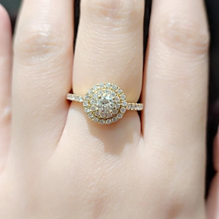 1.2 CT Round Double Halo Engagement Ring/ Women’s Ring - Image 2