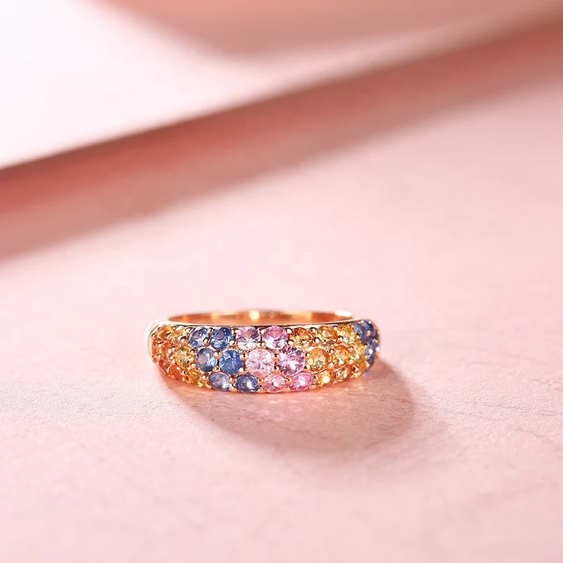 Sapphire Rainbow Ring 18K Gold - Image 5