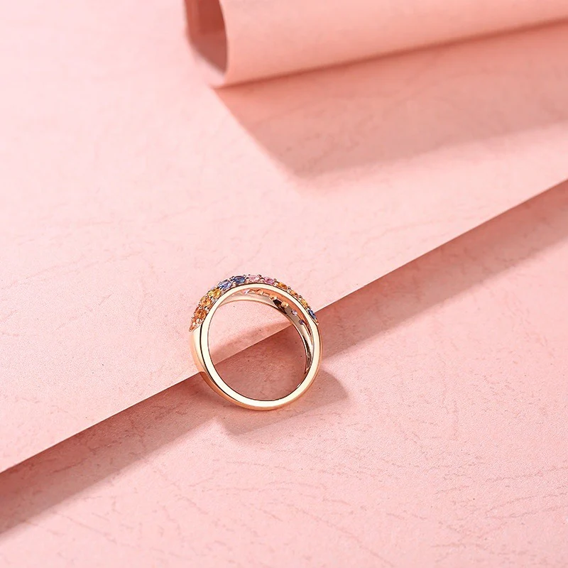 Sapphire Rainbow Ring 18K Gold - Image 6
