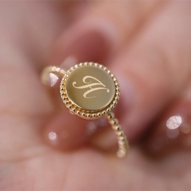 Script Letter Ring 18K Yellow Gold, Initial Ring - Image 3