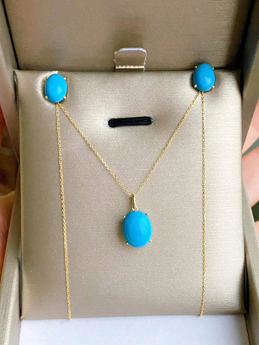 Serenity Stud Birthstone Jewelry Set with Necklace and Earrings 18K Gold - Image 12