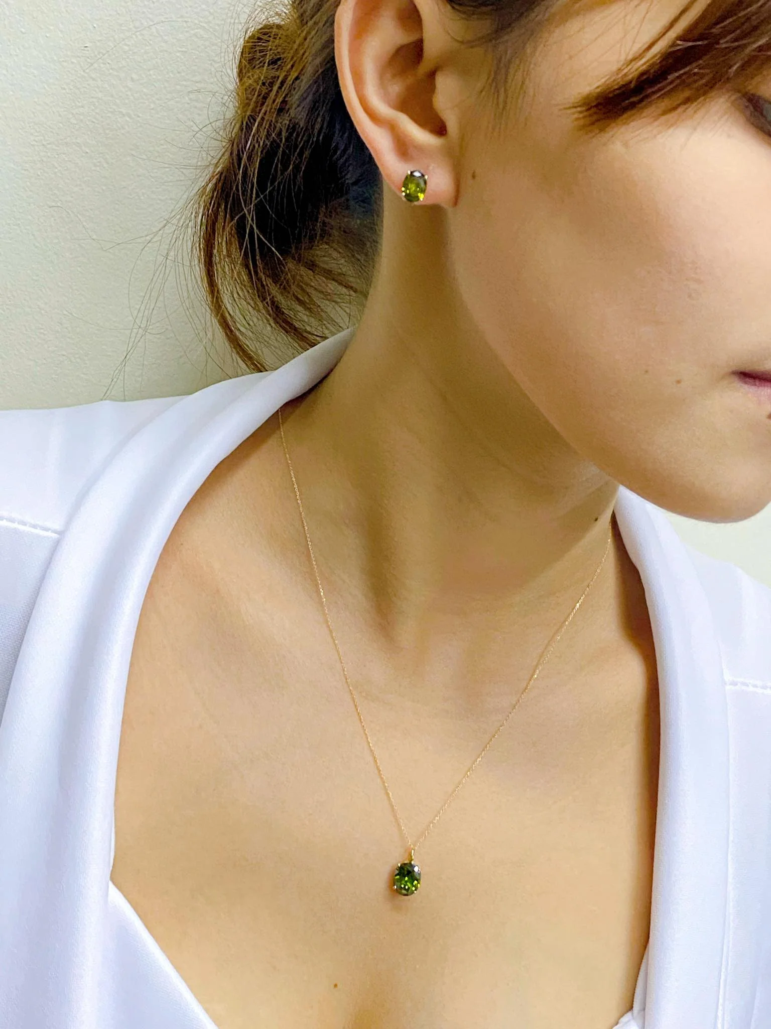 Serenity Stud Birthstone Jewelry Set with Necklace and Earrings 18K Gold - Image 18