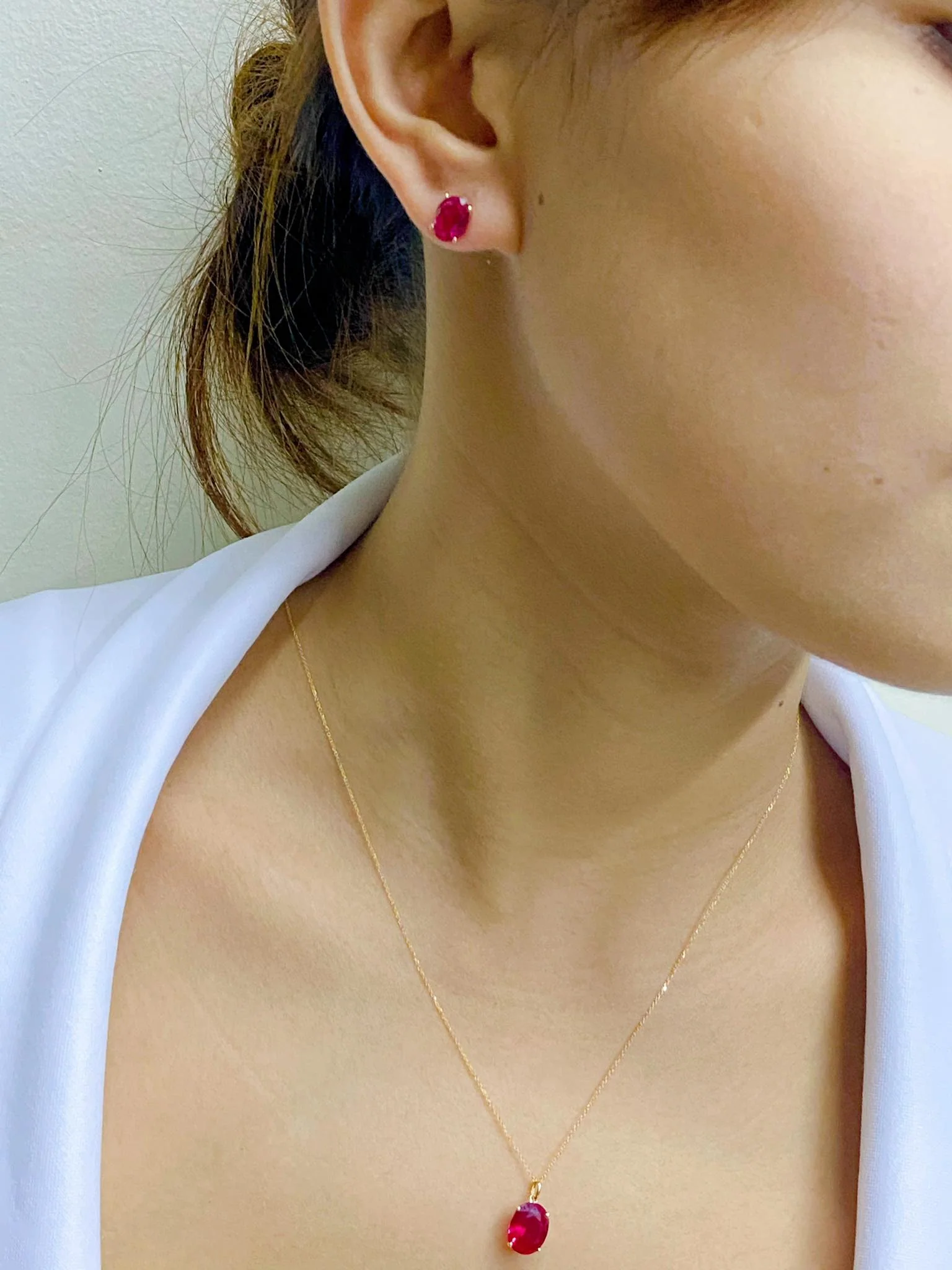 Serenity Stud Birthstone Jewelry Set with Necklace and Earrings 18K Gold - Image 19