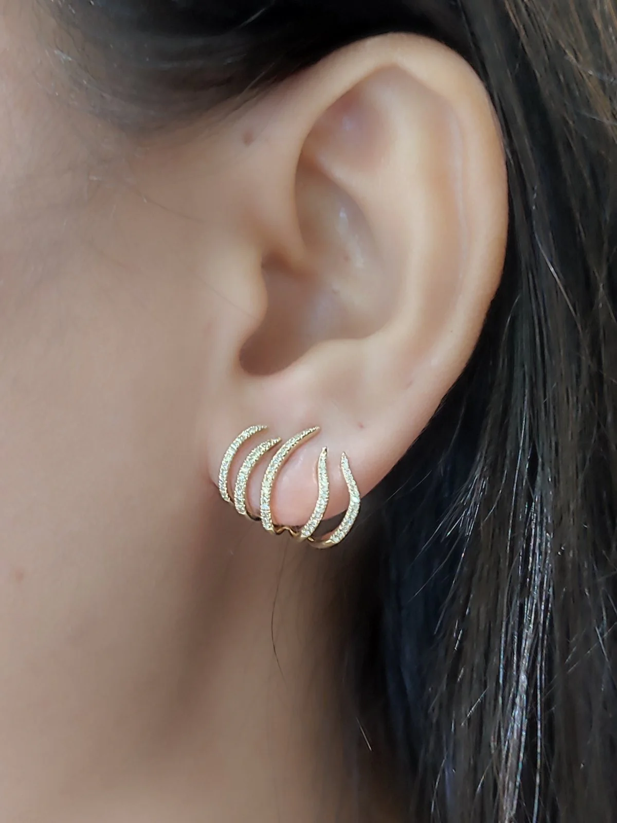Sexy Claw Diamond Earrings 14K Gold - Image 2