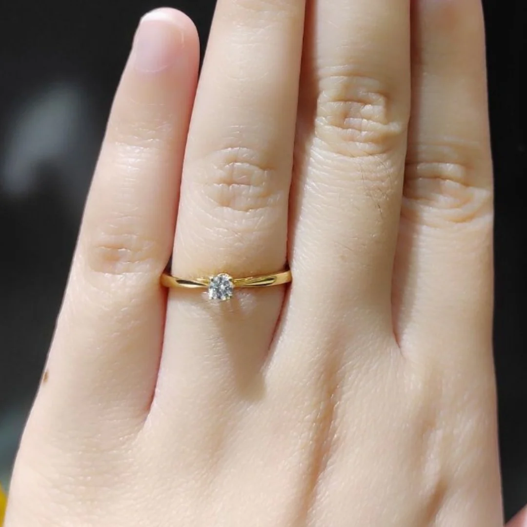 Solitaire Diamond Engagement Ring 14K Yellow Gold - Image 2