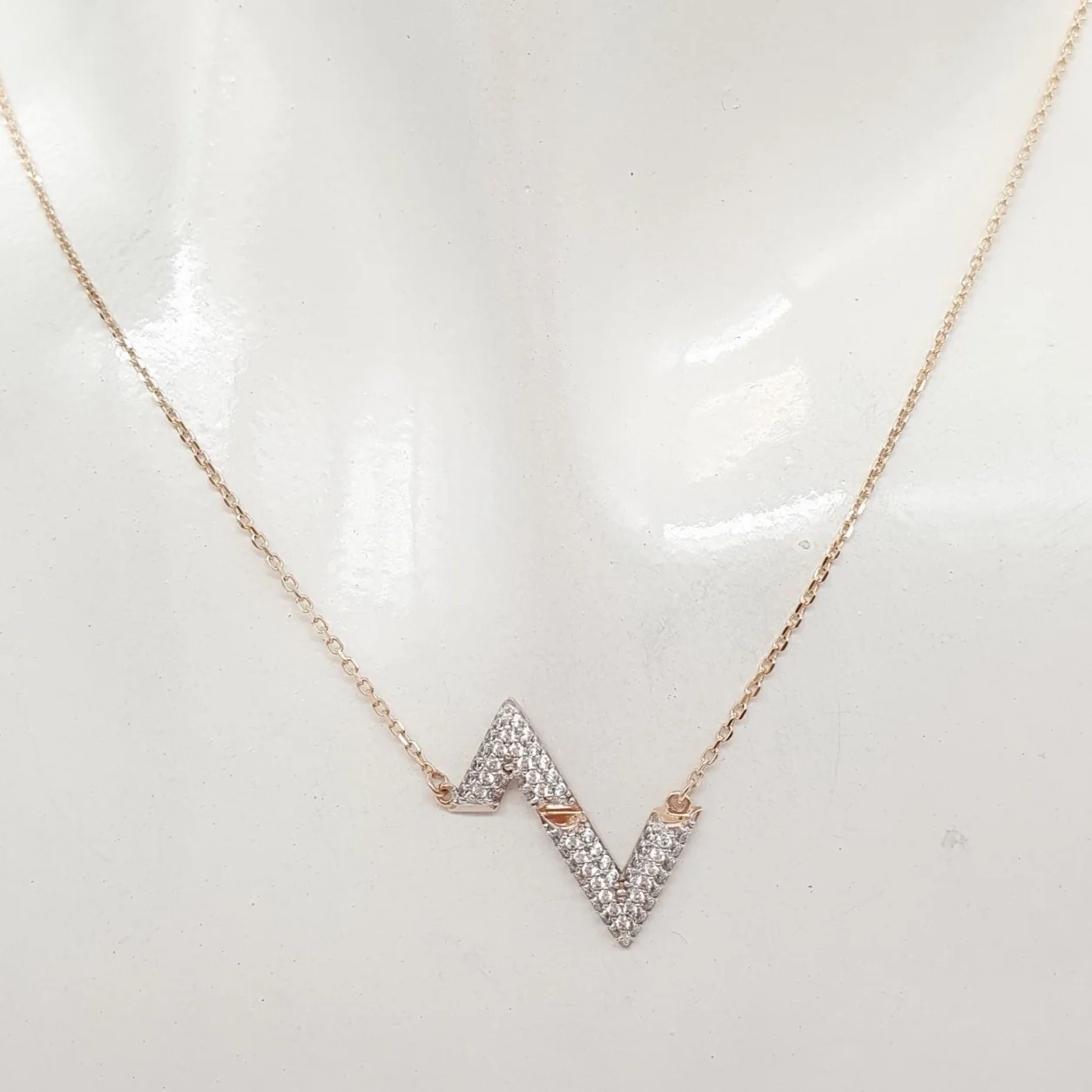 Studded Volt Necklace 18K Yellow/Rose/White Gold - Image 2