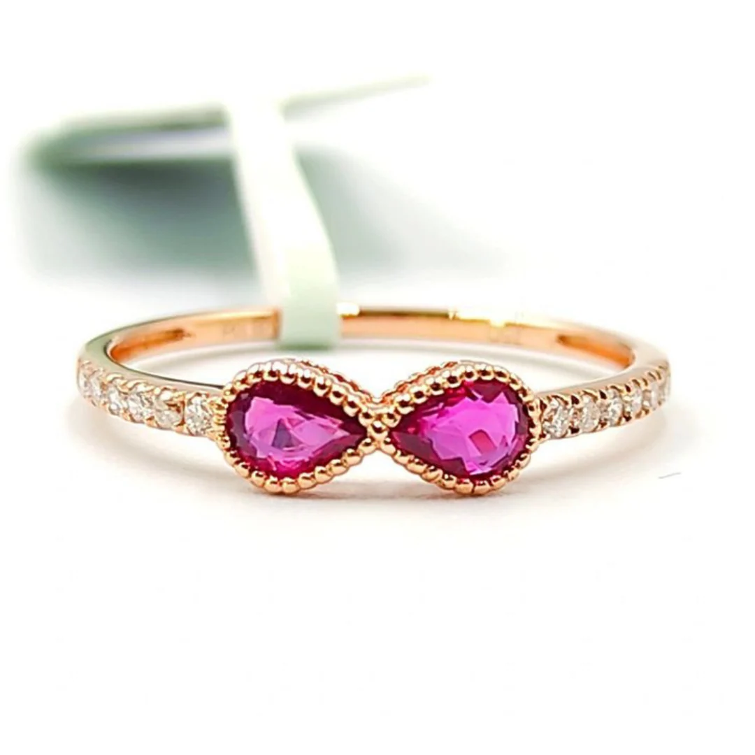 Tourmaline Infinity Diamond Ring 18K Rose Gold - Image 2