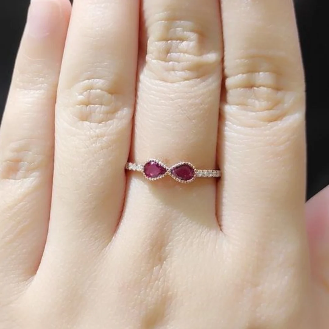Tourmaline Infinity Diamond Ring 18K Rose Gold - Image 3