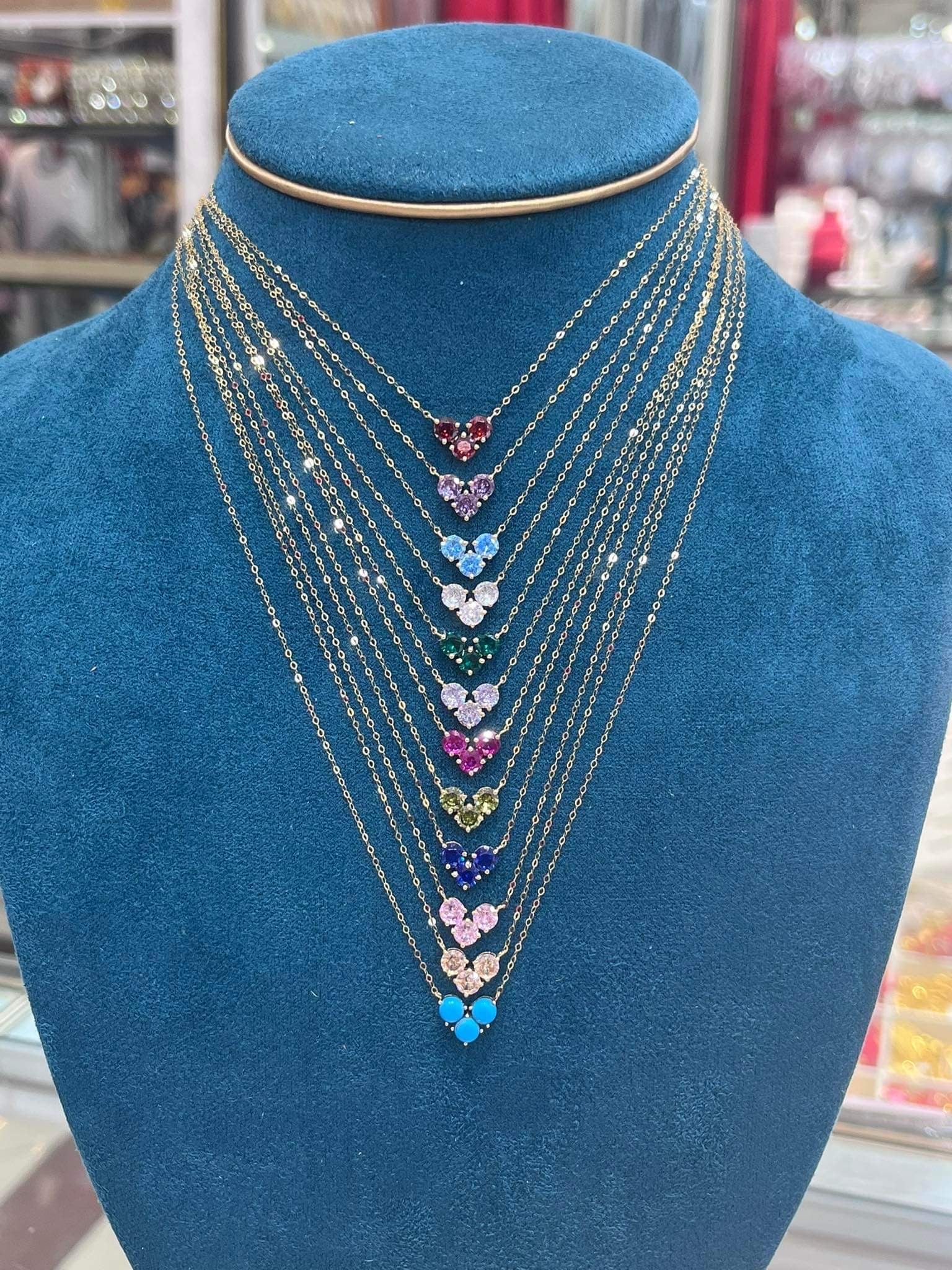 Triple Birthstone Necklace 18K - January to December - Image 14