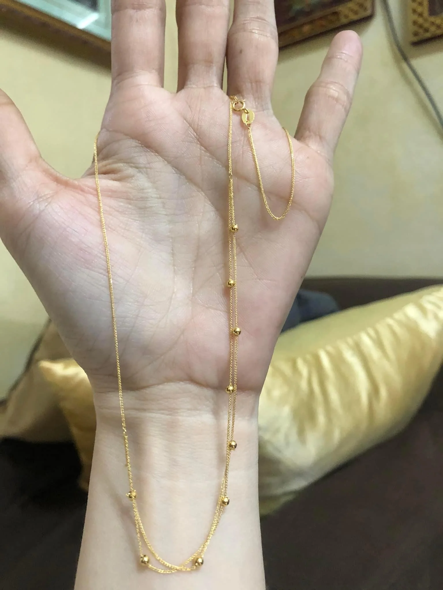 Dainty Double Strand Ball Dotted Necklace 18K Gold - Image 3